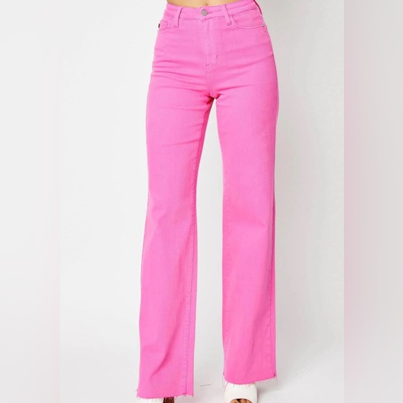 Judy Blue High Waisted Hot Pink 90’s Straight Leg Jeans - Picture 1 of 7